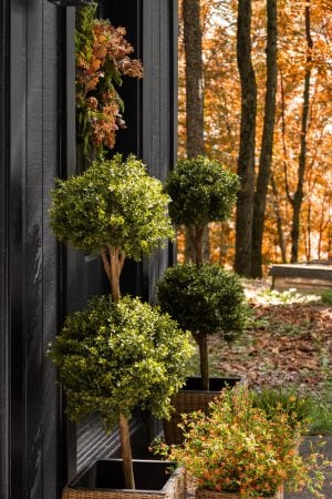 Artificial double boxwood topiary, 54”