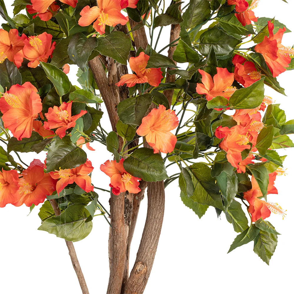 Orange artificial outdoor hibiscus tree