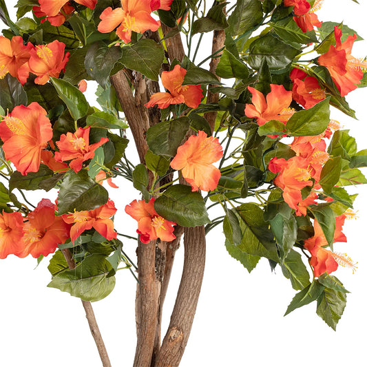Orange artificial outdoor hibiscus tree