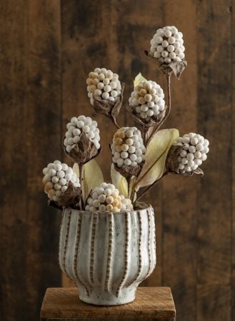 Artificial cream autumn pod berry spray, 18”