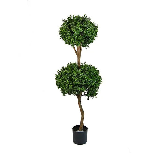 Artificial double boxwood topiary, 54”