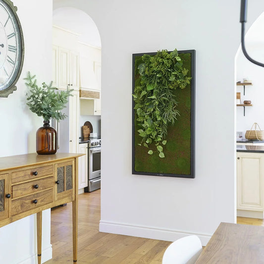 Artificial hanging plant green wall, 53 x 28″